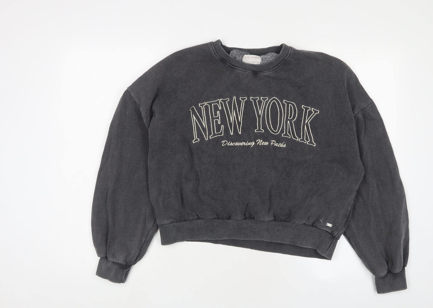 Pull&Bear Womens Grey Cotton Pullover Sweatshirt Size M Pullover - New York