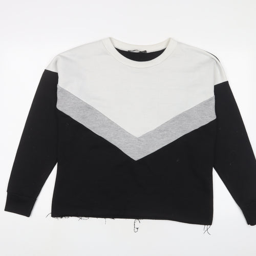 Boohoo Womens Black Striped Polyester Pullover Sweatshirt Size 10 Pullover