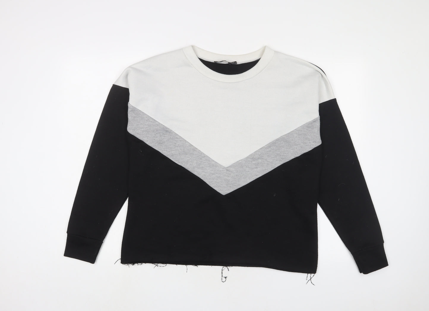 Boohoo Womens Black Striped Polyester Pullover Sweatshirt Size 10 Pullover