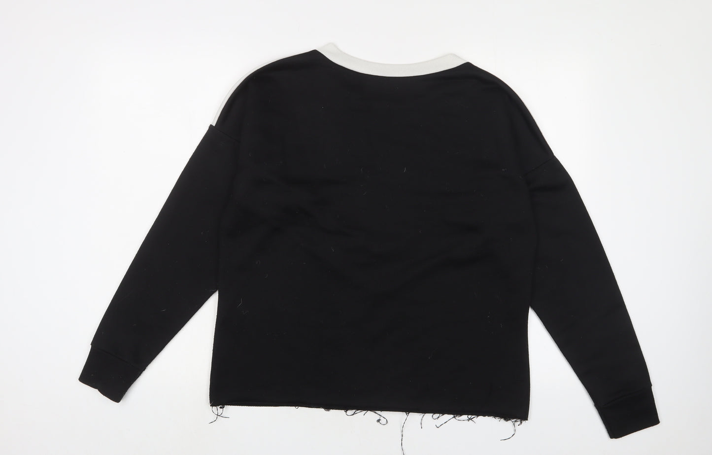 Boohoo Womens Black Striped Polyester Pullover Sweatshirt Size 10 Pullover