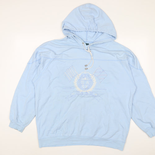 DASH Womens Blue Cotton Pullover Hoodie Size M Pullover - Embroidered