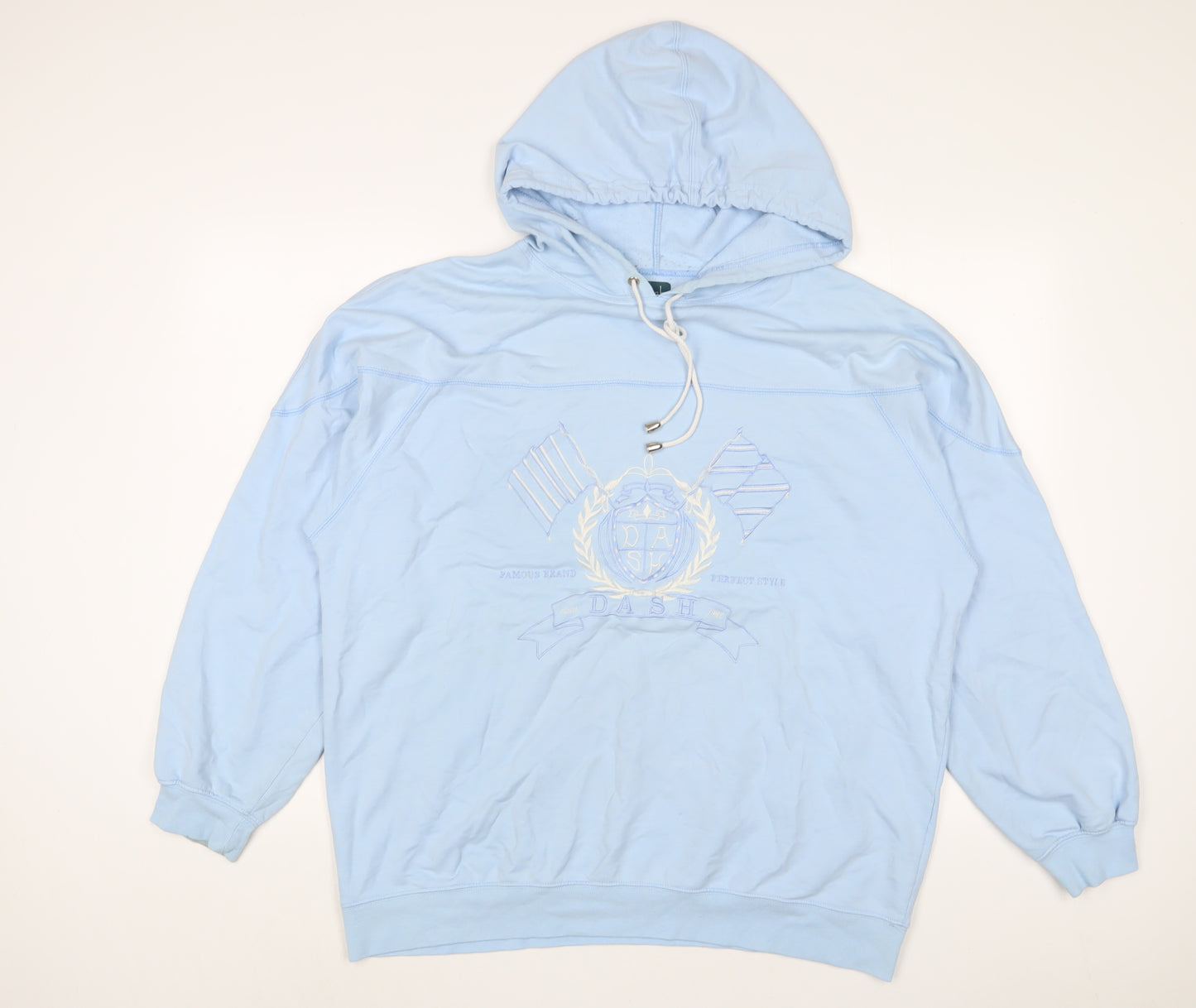 DASH Womens Blue Cotton Pullover Hoodie Size M Pullover - Embroidered
