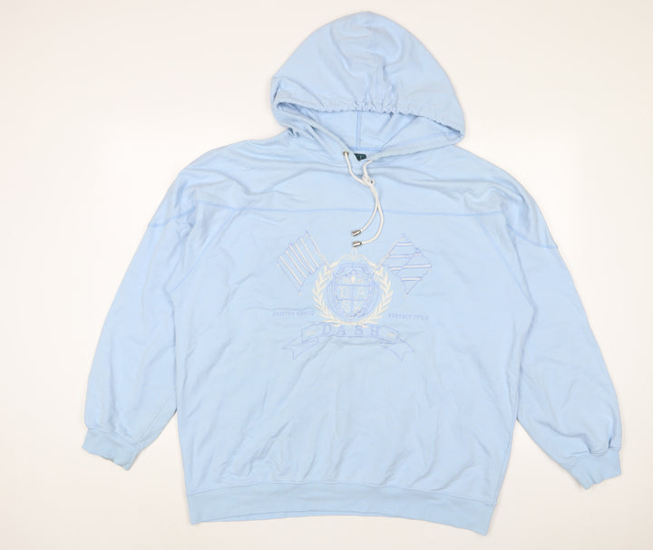 DASH Womens Blue Cotton Pullover Hoodie Size M Pullover - Embroidered