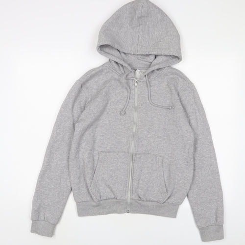 H&M Womens Grey Cotton Full Zip Hoodie Size S Zip