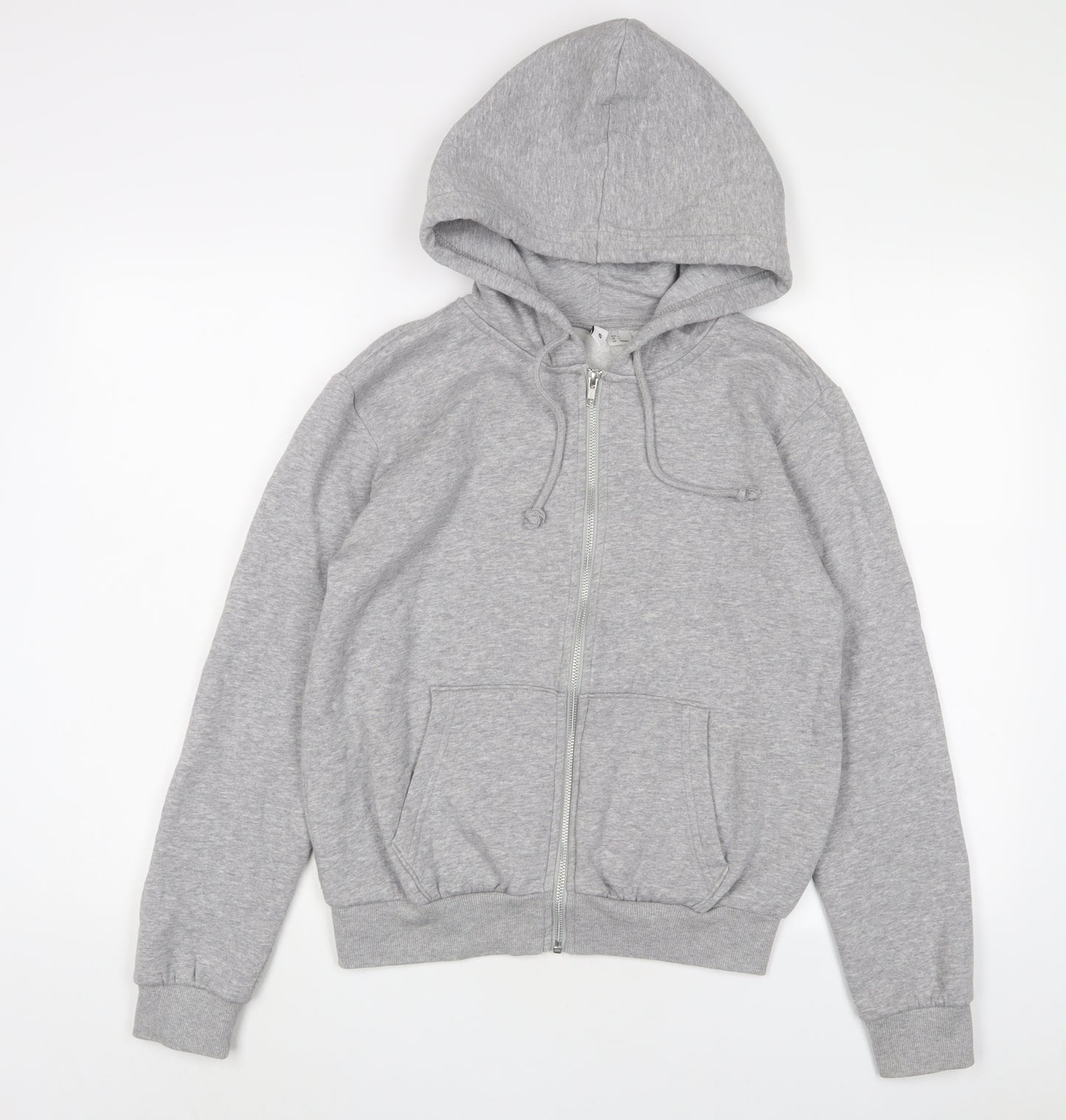 H&M Womens Grey Cotton Full Zip Hoodie Size S Zip