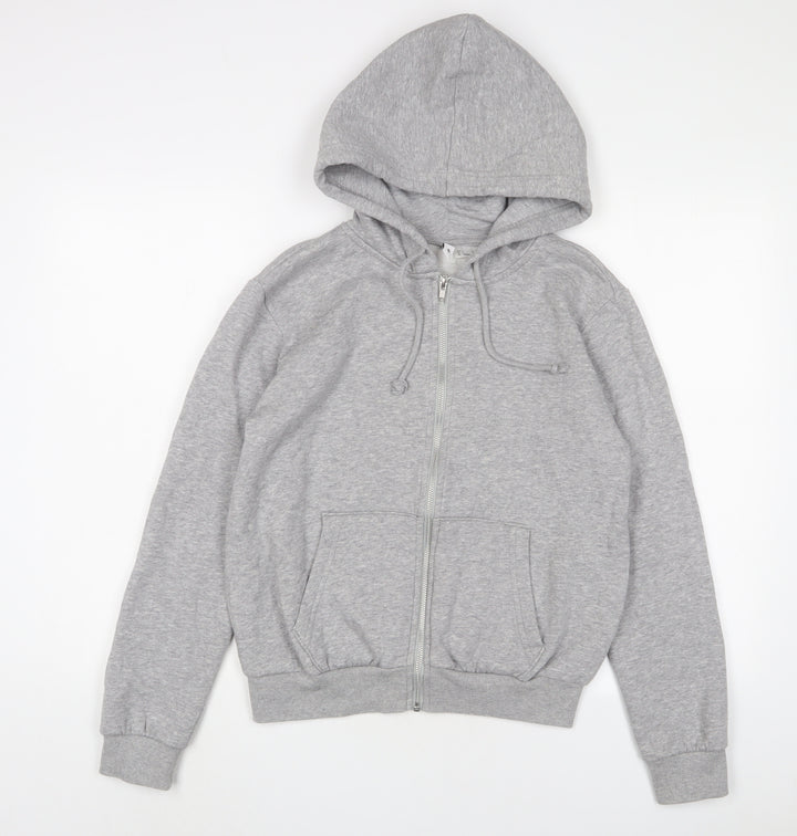 H&M Womens Grey Cotton Full Zip Hoodie Size S Zip