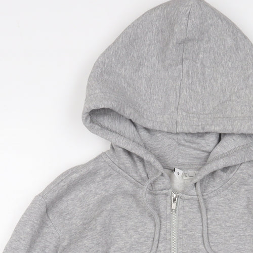 H&M Womens Grey Cotton Full Zip Hoodie Size S Zip