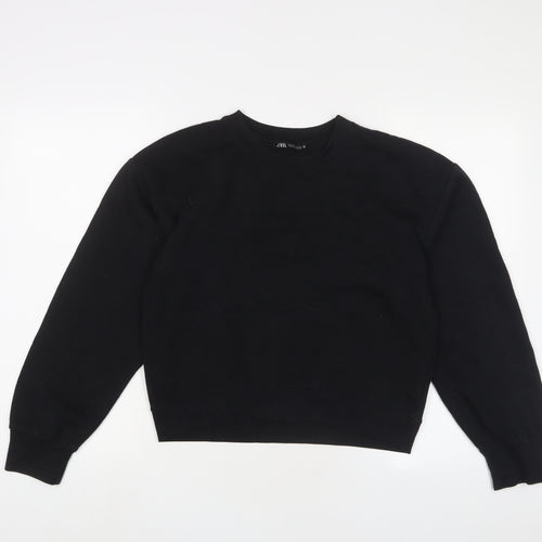 Zara Womens Black Cotton Pullover Sweatshirt Size S Pullover