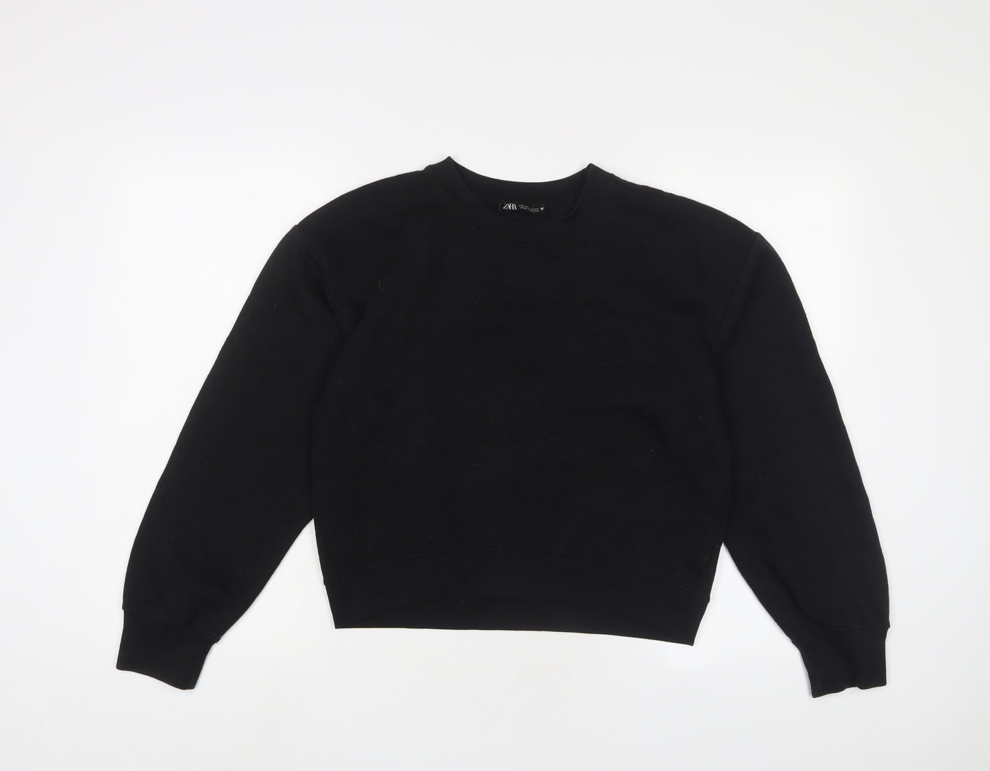 Zara Womens Black Cotton Pullover Sweatshirt Size S Pullover