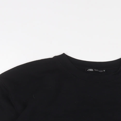 Zara Womens Black Cotton Pullover Sweatshirt Size S Pullover