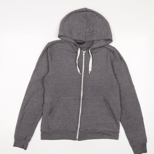 Topshop Womens Grey Cotton Full Zip Hoodie Size 10 Zip