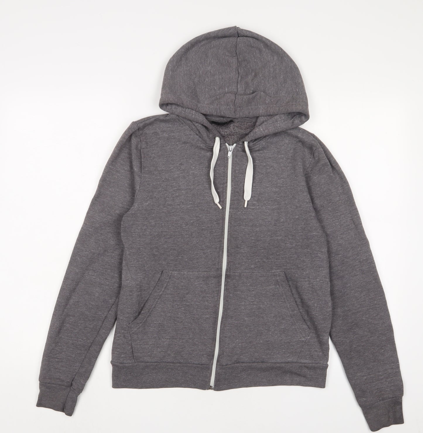 Topshop Womens Grey Cotton Full Zip Hoodie Size 10 Zip