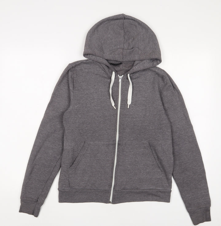 Topshop Womens Grey Cotton Full Zip Hoodie Size 10 Zip