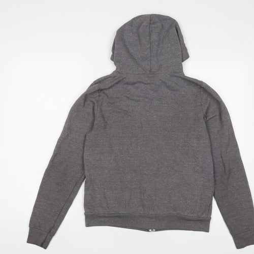 Topshop Womens Grey Cotton Full Zip Hoodie Size 10 Zip