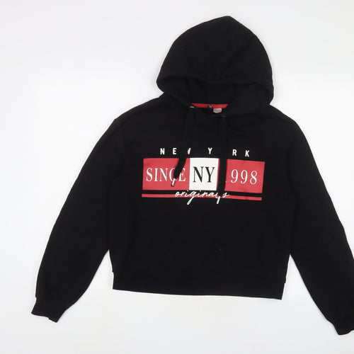 H&M Womens Black Cotton Pullover Hoodie Size S Pullover - New York