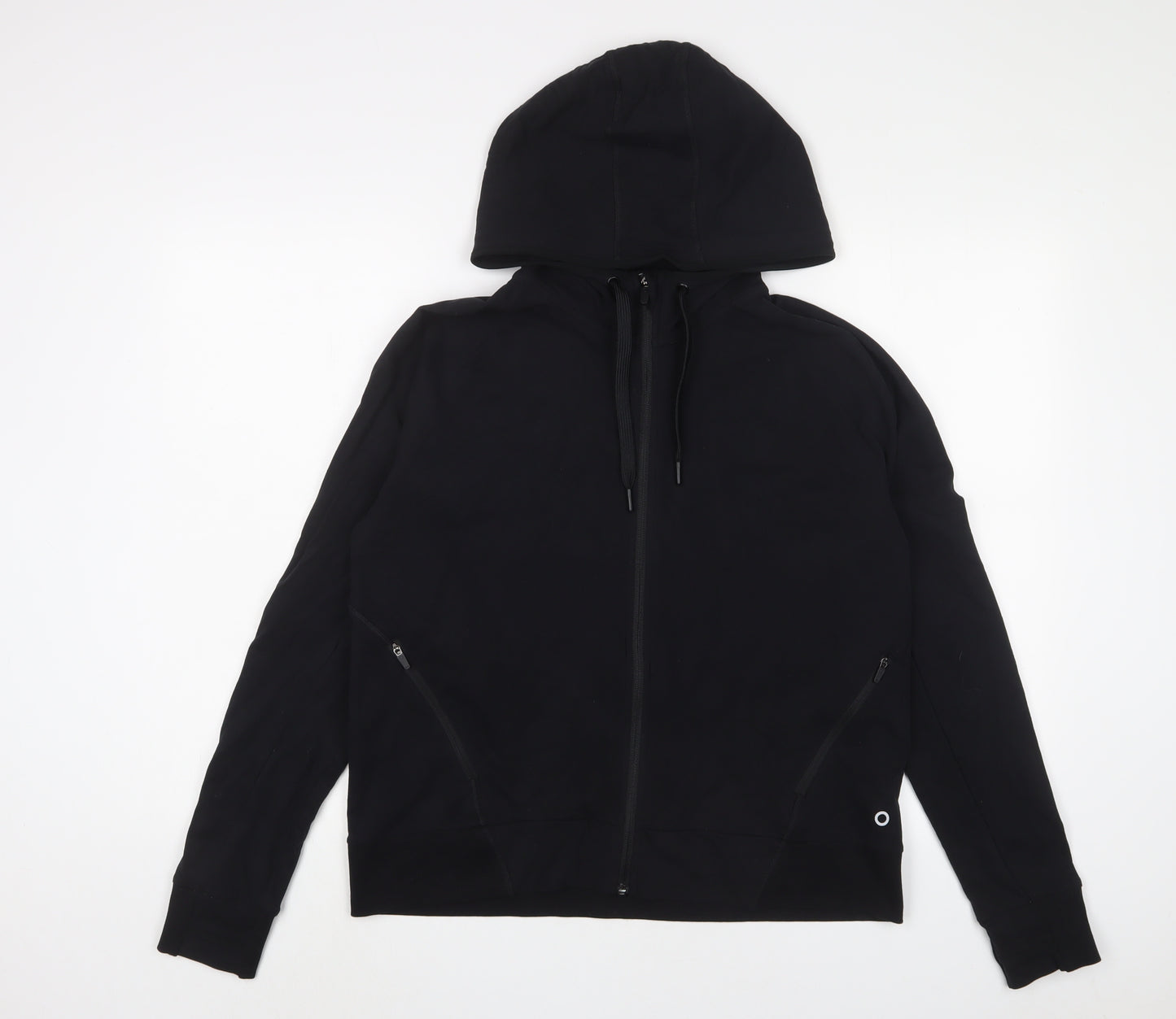 Marks and Spencer Womens Black Cotton Full Zip Hoodie Size 14 Zip