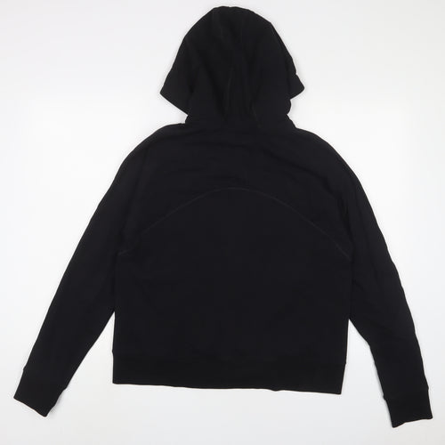 Marks and Spencer Womens Black Cotton Full Zip Hoodie Size 14 Zip
