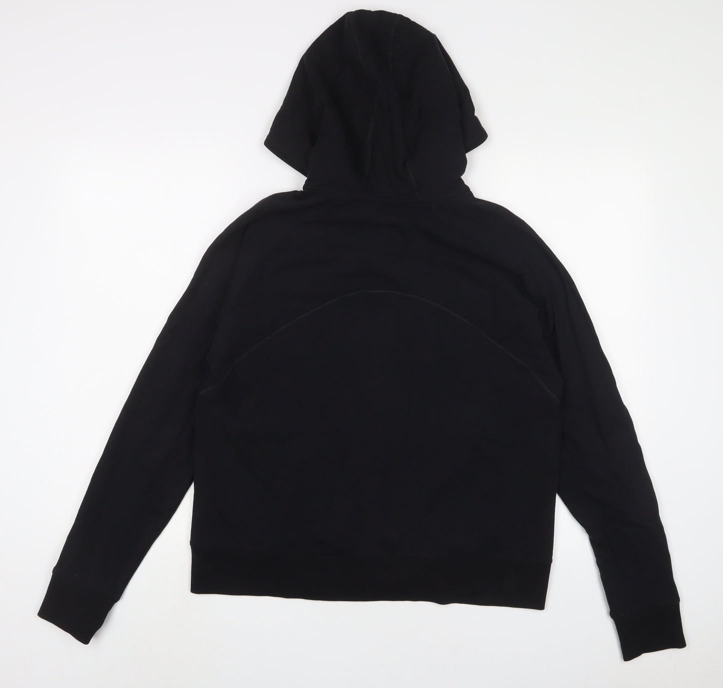 Marks and Spencer Womens Black Cotton Full Zip Hoodie Size 14 Zip