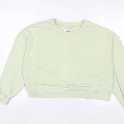 Pull&Bear Womens Green Cotton Pullover Sweatshirt Size L Pullover