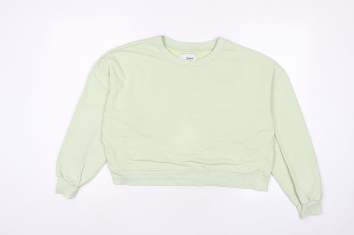 Pull&Bear Womens Green Cotton Pullover Sweatshirt Size L Pullover