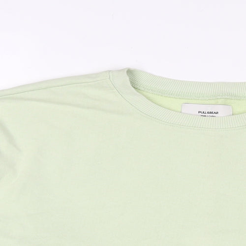 Pull&Bear Womens Green Cotton Pullover Sweatshirt Size L Pullover