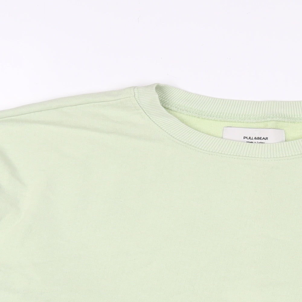 Pull&Bear Womens Green Cotton Pullover Sweatshirt Size L Pullover