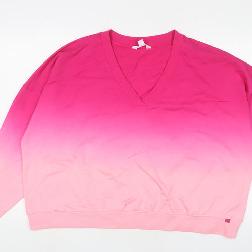 Marks and Spencer Womens Pink Geometric Cotton Pullover Sweatshirt Size L Pullover - 16/18