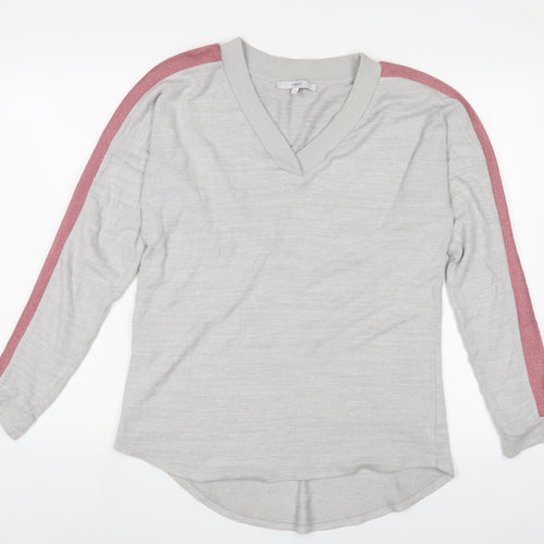 NEXT Womens Grey Polyester Basic T-Shirt Size 10 V-Neck