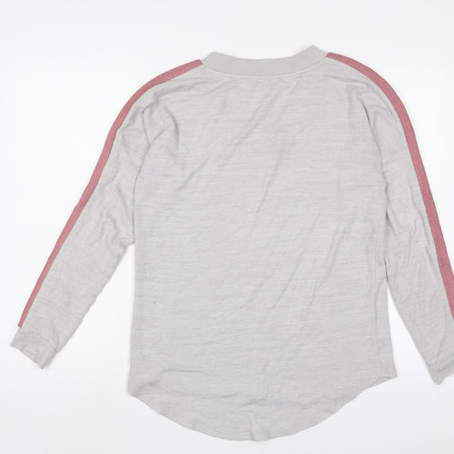 NEXT Womens Grey Polyester Basic T-Shirt Size 10 V-Neck