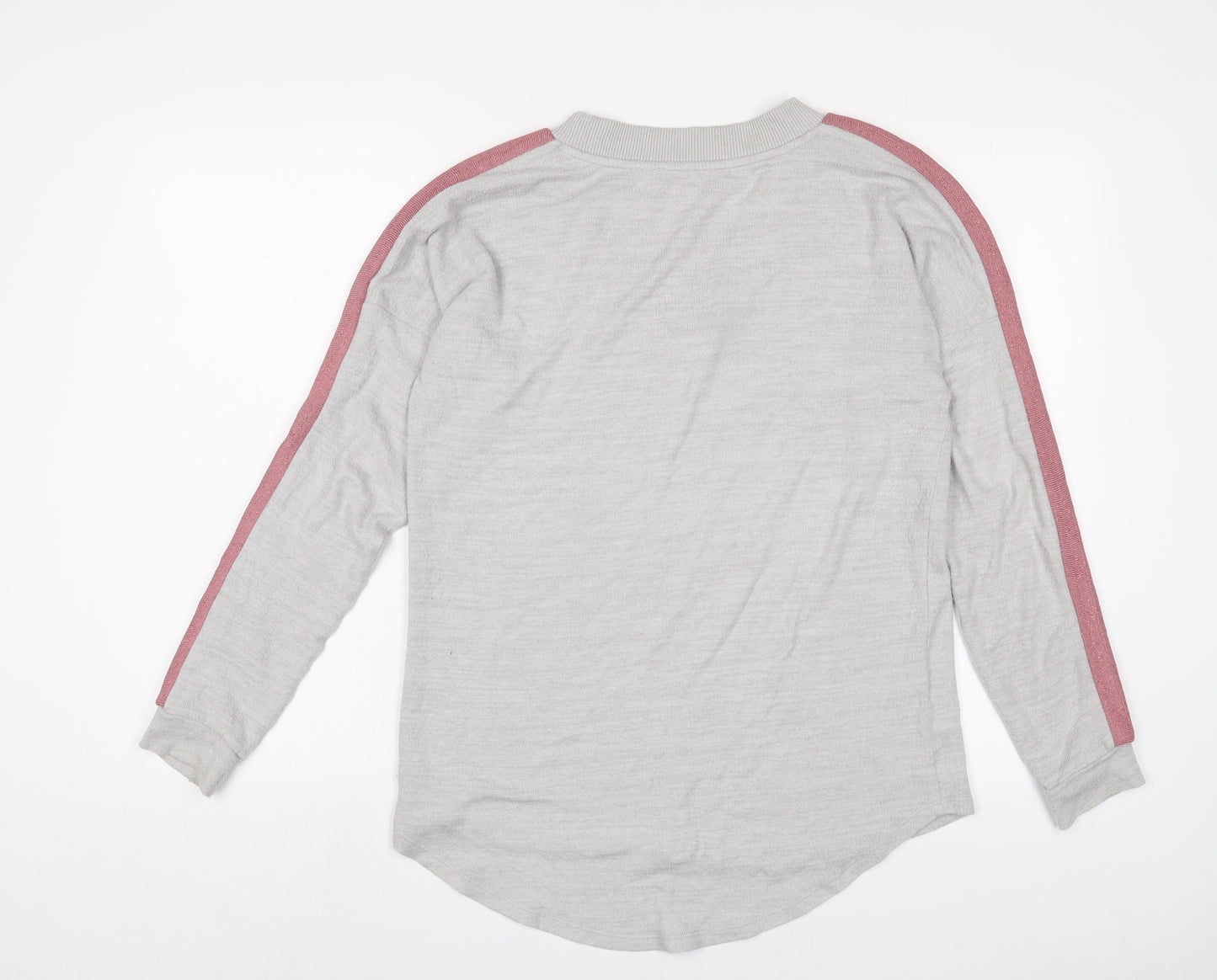 NEXT Womens Grey Polyester Basic T-Shirt Size 10 V-Neck