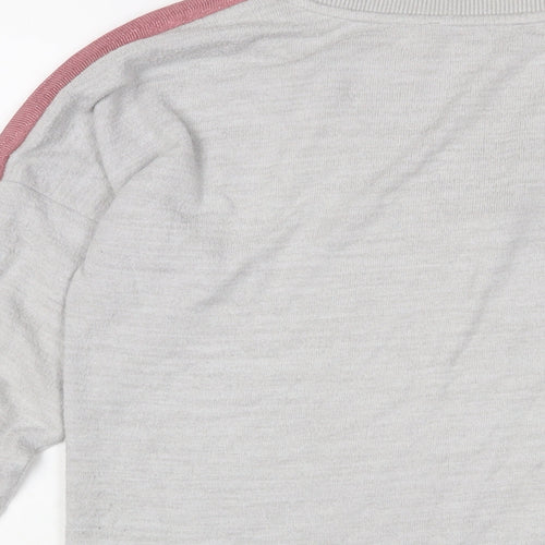 NEXT Womens Grey Polyester Basic T-Shirt Size 10 V-Neck