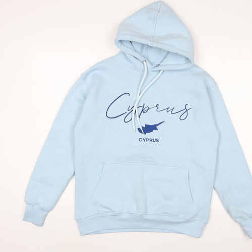 Cyprus Womens Blue Cotton Pullover Hoodie Size S Pullover - Embroidered