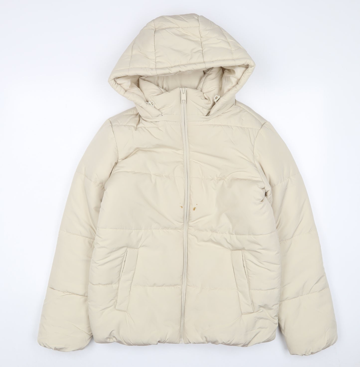 Marks and Spencer Womens Beige Quilted Coat Size 10 Zip