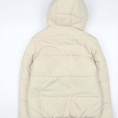 Marks and Spencer Womens Beige Quilted Coat Size 10 Zip