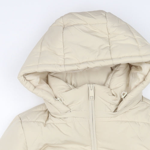 Marks and Spencer Womens Beige Quilted Coat Size 10 Zip