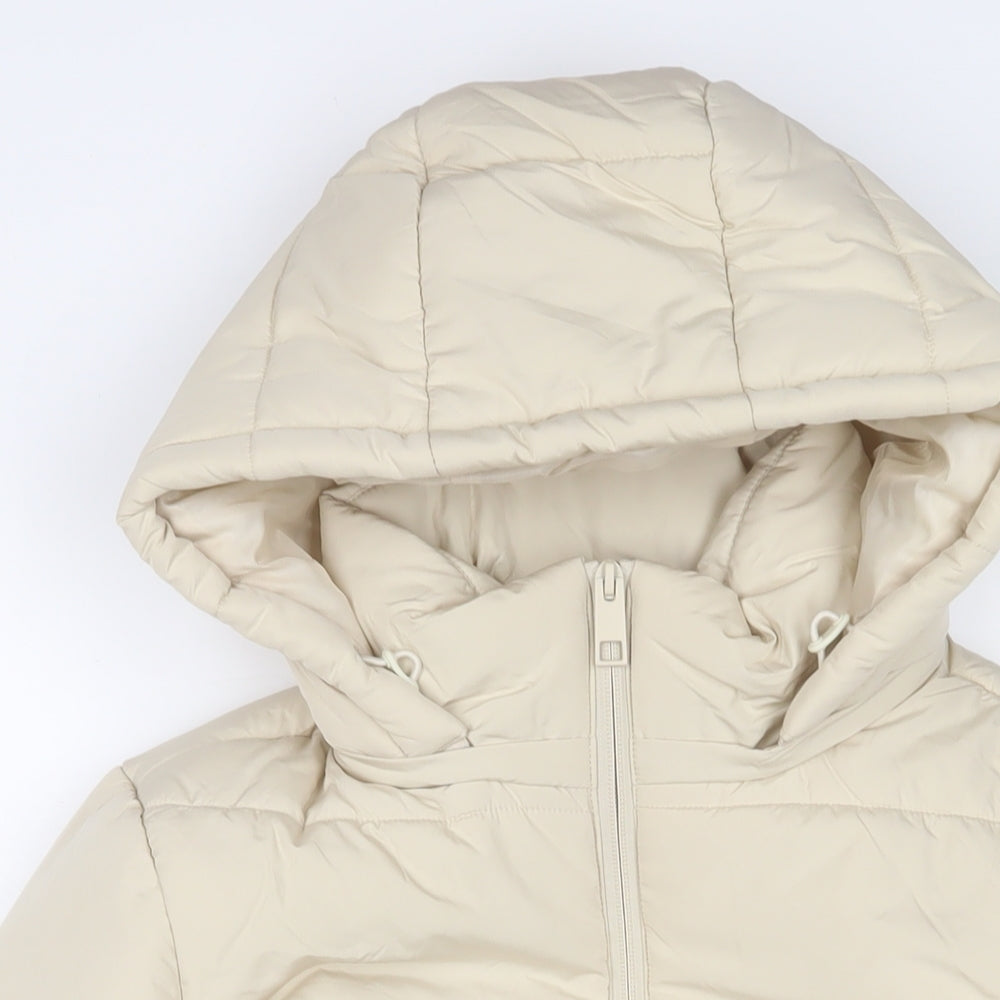 Marks and Spencer Womens Beige Quilted Coat Size 10 Zip