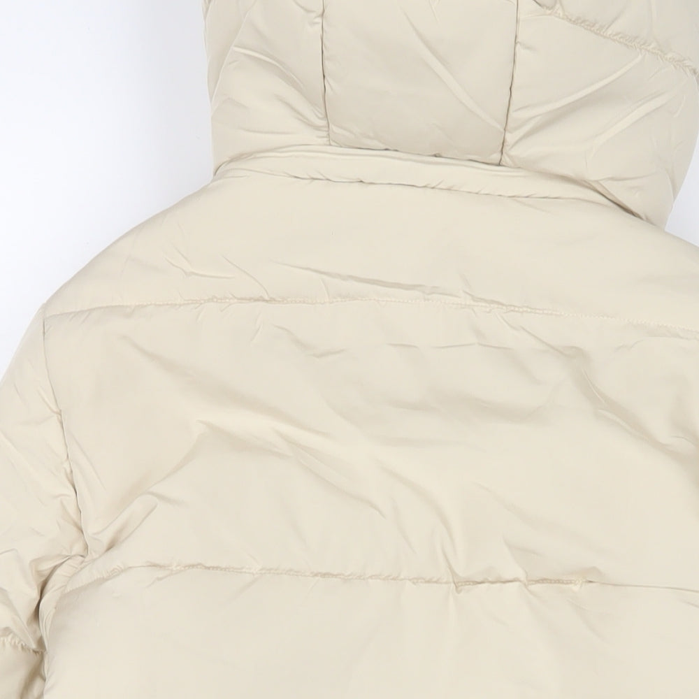 Marks and Spencer Womens Beige Quilted Coat Size 10 Zip