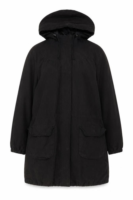 Front view of Casual Wear women’s black jacket, size UK 14, zip