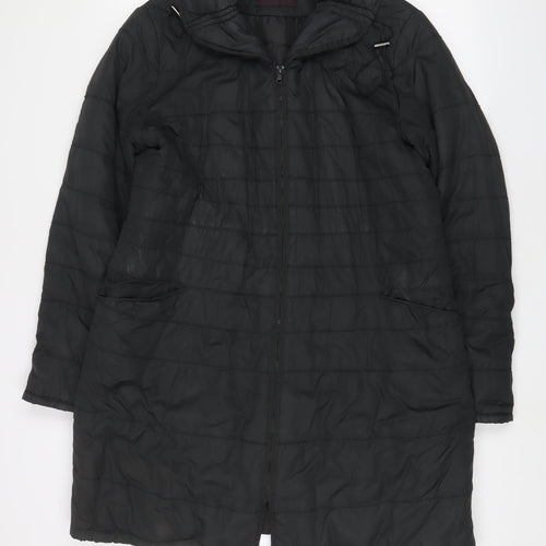Principles Womens Black Quilted Coat Size 14 Zip