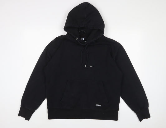 Pull&Bear Mens Black Cotton Pullover Hoodie Size S