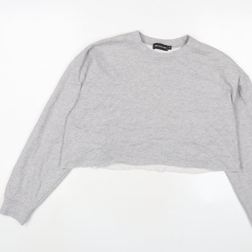 PRETTYLITTLETHING Womens Grey Cotton Pullover Sweatshirt Size S Pullover