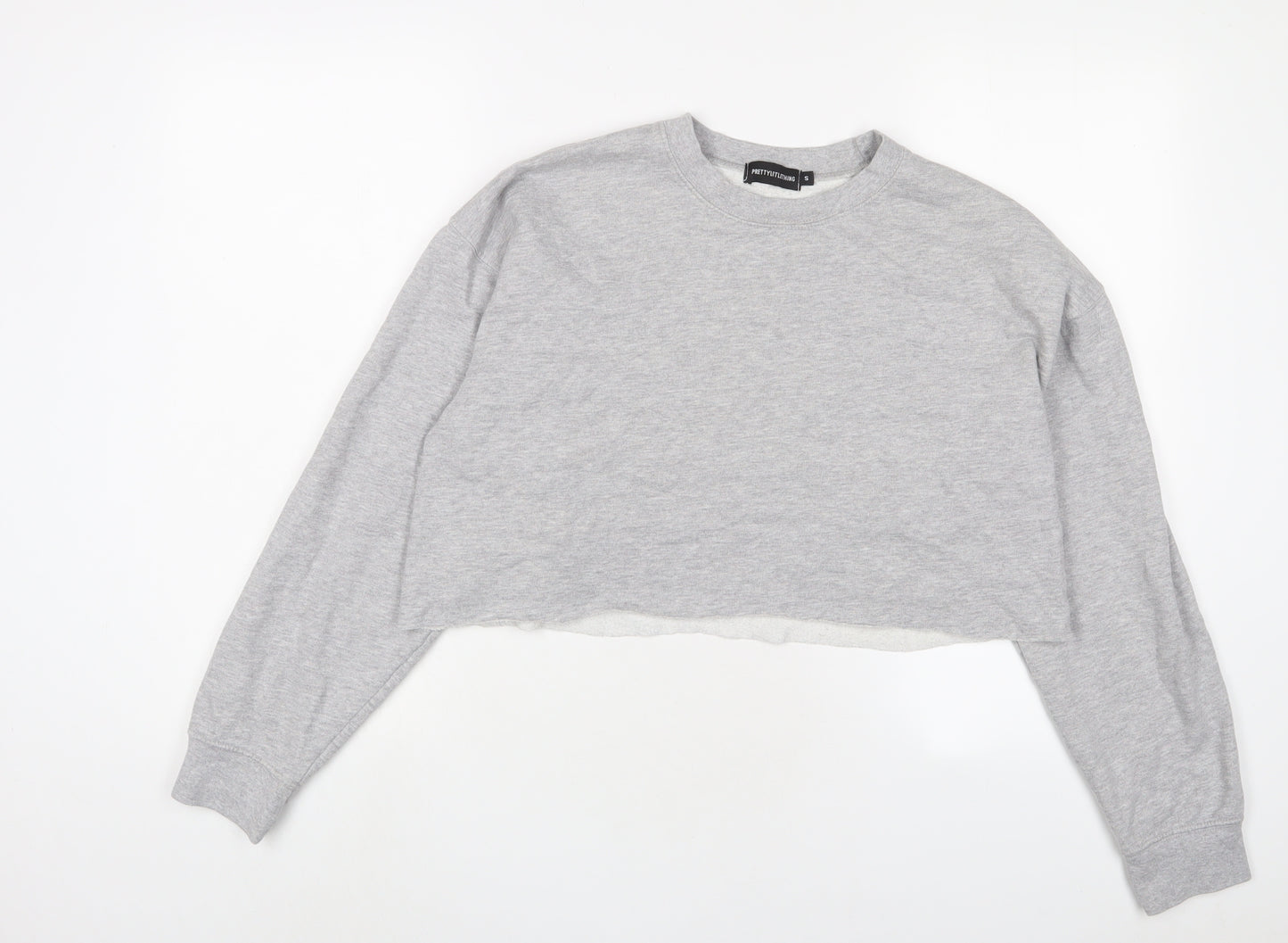 PRETTYLITTLETHING Womens Grey Cotton Pullover Sweatshirt Size S Pullover