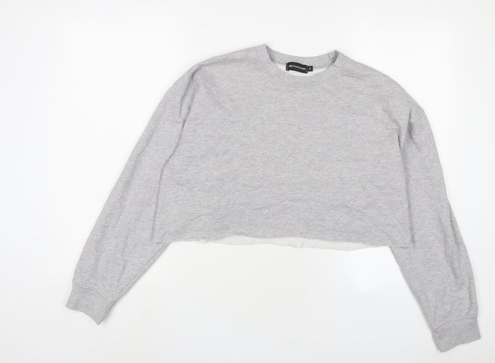 PRETTYLITTLETHING Womens Grey Cotton Pullover Sweatshirt Size S Pullover