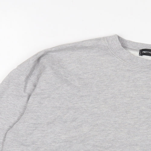 PRETTYLITTLETHING Womens Grey Cotton Pullover Sweatshirt Size S Pullover
