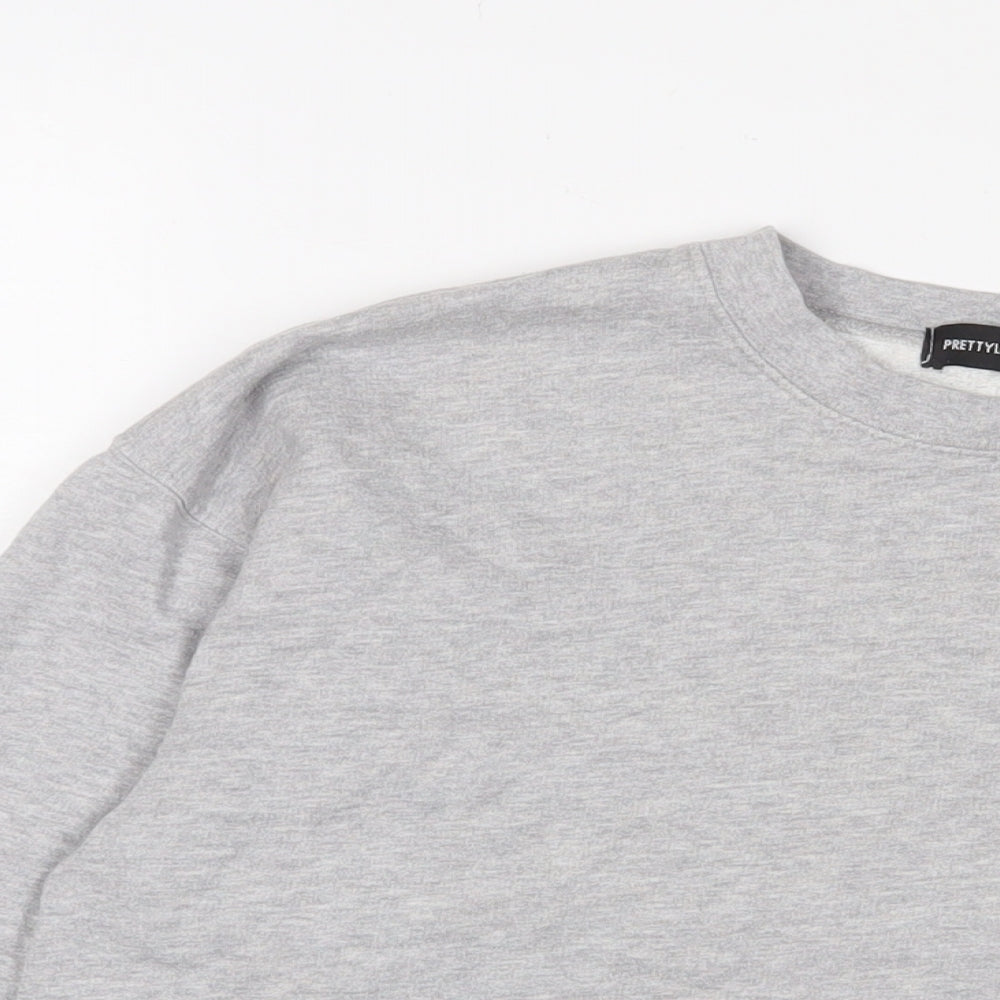 PRETTYLITTLETHING Womens Grey Cotton Pullover Sweatshirt Size S Pullover