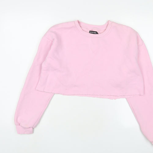 PRETTYLITTLETHING Womens Pink Cotton Pullover Sweatshirt Size S Pullover