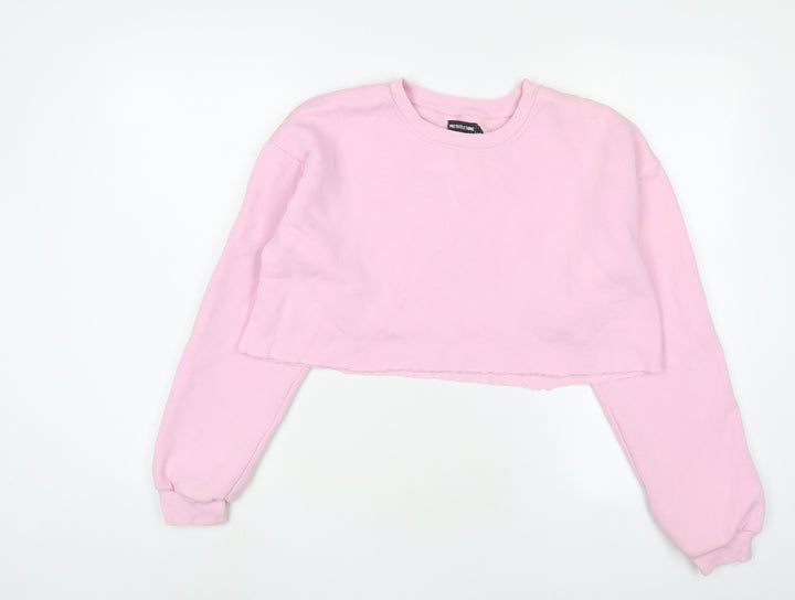 PRETTYLITTLETHING Womens Pink Cotton Pullover Sweatshirt Size S Pullover