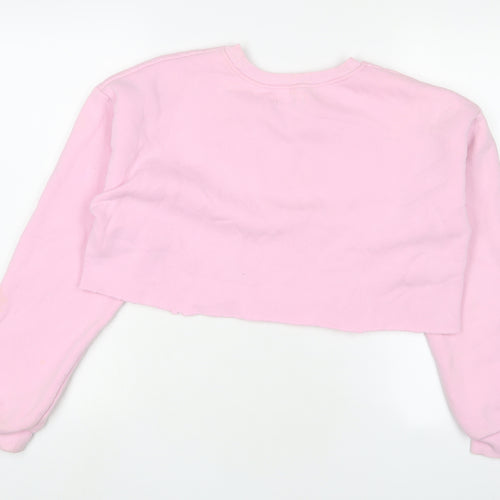 PRETTYLITTLETHING Womens Pink Cotton Pullover Sweatshirt Size S Pullover