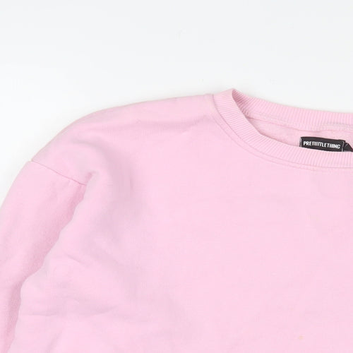PRETTYLITTLETHING Womens Pink Cotton Pullover Sweatshirt Size S Pullover