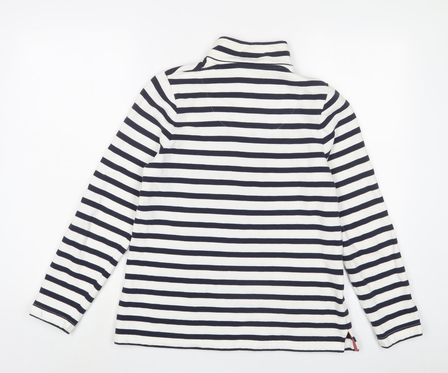 DASH Womens White Striped Cotton Pullover Sweatshirt Size 10 Button
